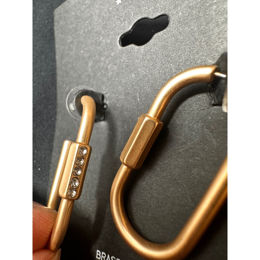 Area Stars 14K Gold Plated Oval Carabiner Hoop Earrings NWT